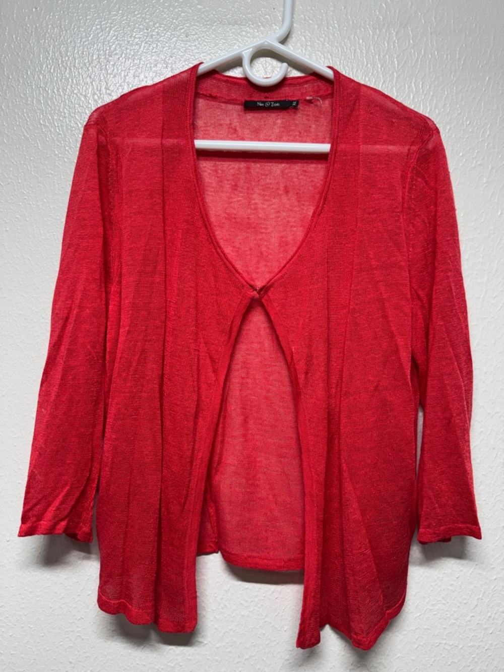 NIC+ZOE pink/red Open-Front Lightweight Cardigan size XL - Picture 2 of 8